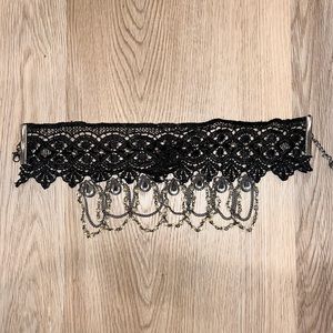 Black Lace Beaded Gothic Choker